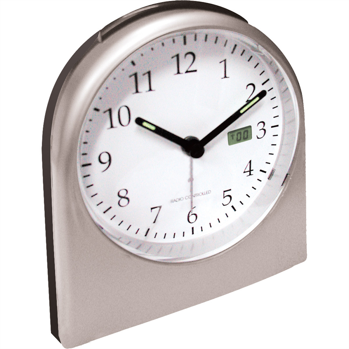 Technoline WT755 Funkwecker – Analog, Schlummerfunktion, Hintergrundbeleuchtung, 5,5 × 11,5 × 9,5 cm, Silber