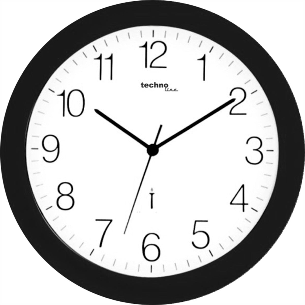 Technoline Wanduhr – Funk, analog, Ø 30 cm, schwarz, Kunststoff