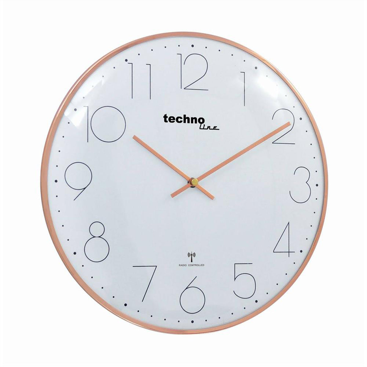 Technoline Wanduhr – Funk, analog, Ø 40 cm, Roségold, Kunststoff