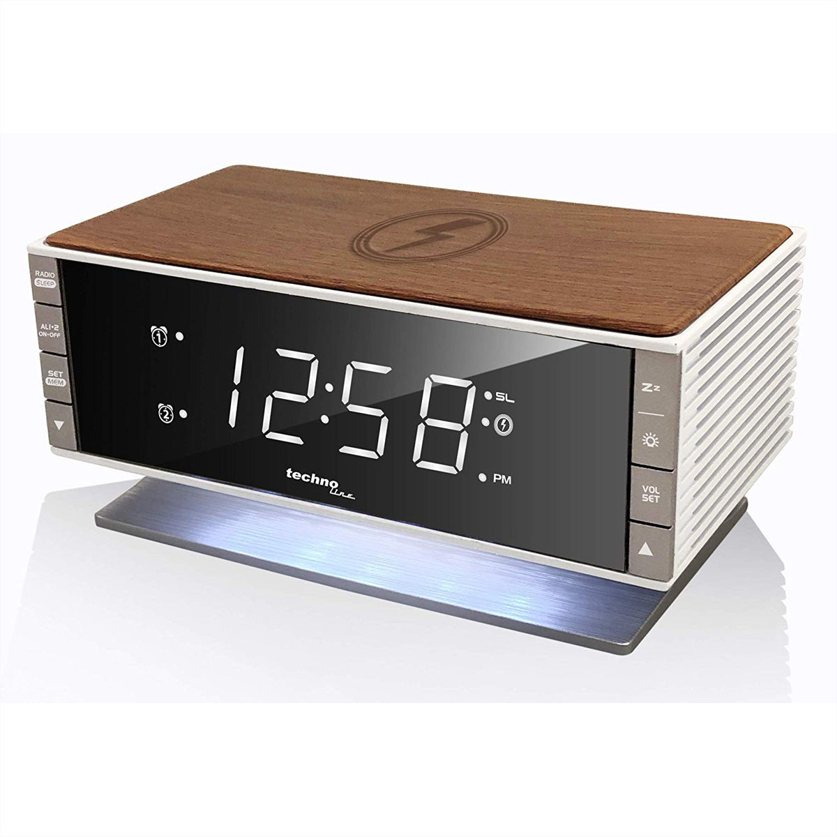 Technoline Digitalwecker – Snooze, USB, 16,5 × 9,3 × 8,0 cm, braun