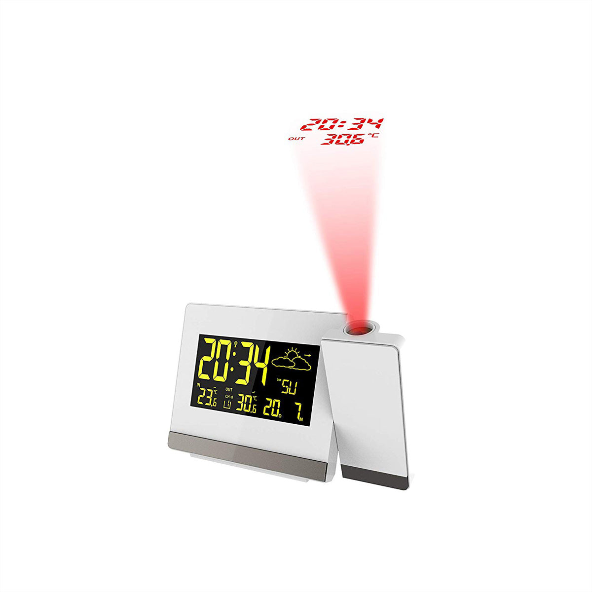 Technoline WT549 Projektionswecker – Funk, Thermometer, 4,2 × 9,2 × 14,7 cm, Weiss