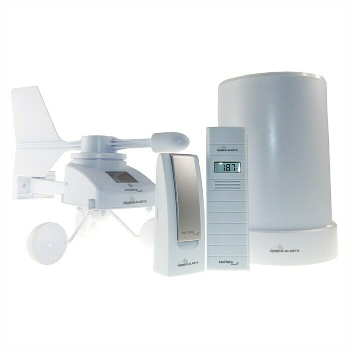 Technoline MA 10050 Set – Wetterstation, innen/außen, Regensensor & Anemometer, 868 MHz – Weiss