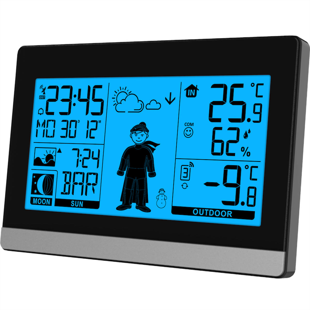 Technoline WS9612 – Wetterstation, innen/aussen, Hygrometer, inkl. Aussensensor – Schwarz