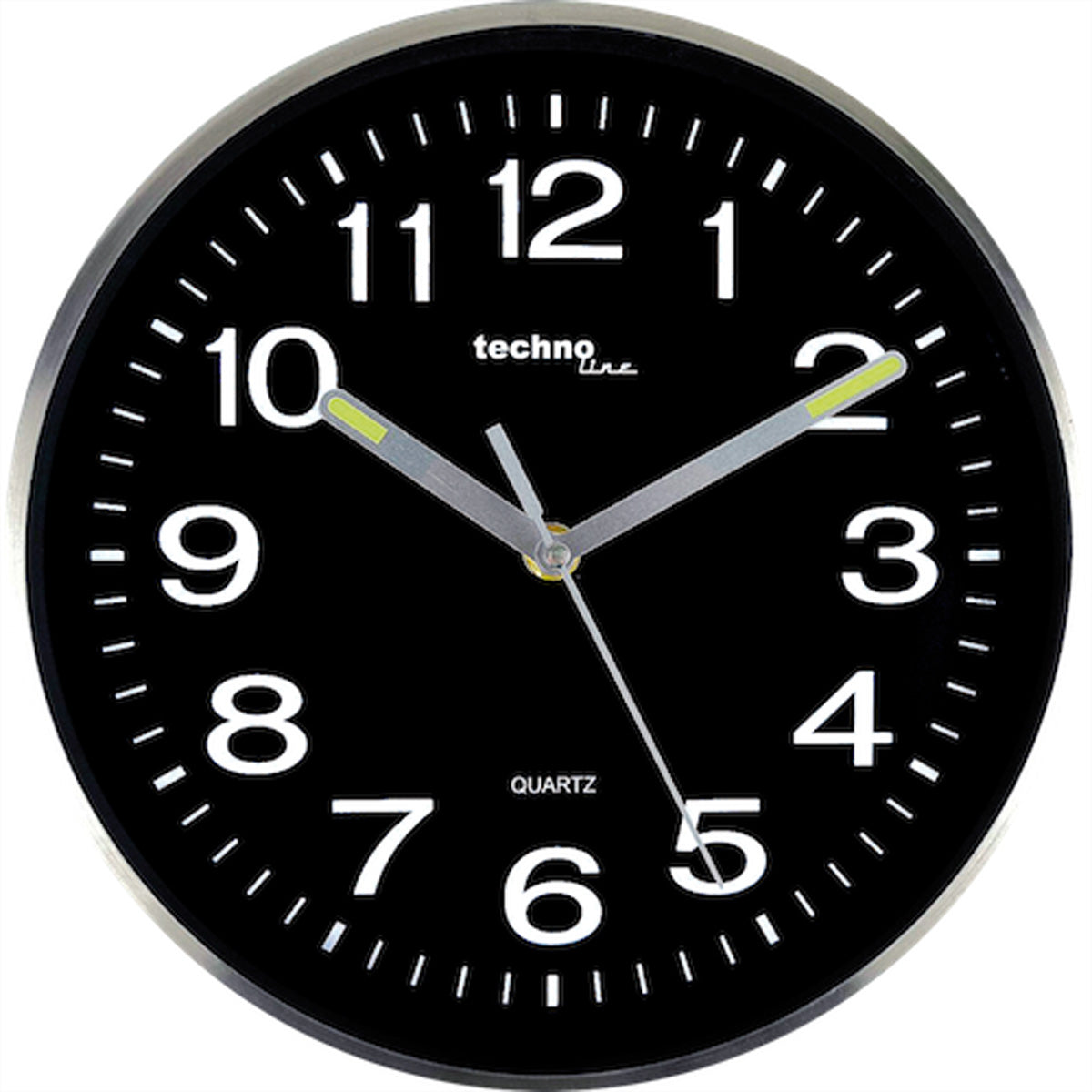Technoline WT7620 Wanduhr – Analog, Ø 25,0 cm, Schwarz, Metall