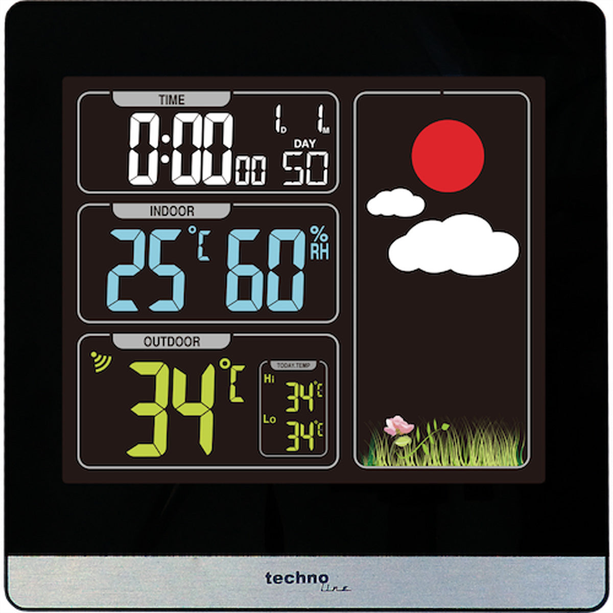 Technoline WS 6448 – Wetterstation, innen/außen, Wetterbericht, Display – schwarz