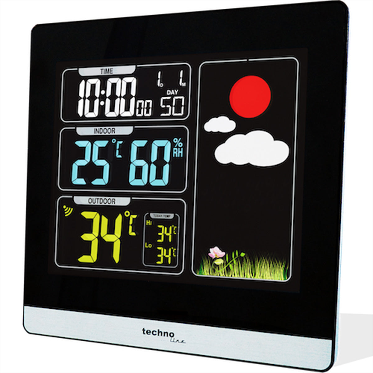 Technoline WS 6448 – Wetterstation, innen/außen, Wetterbericht, Display – schwarz