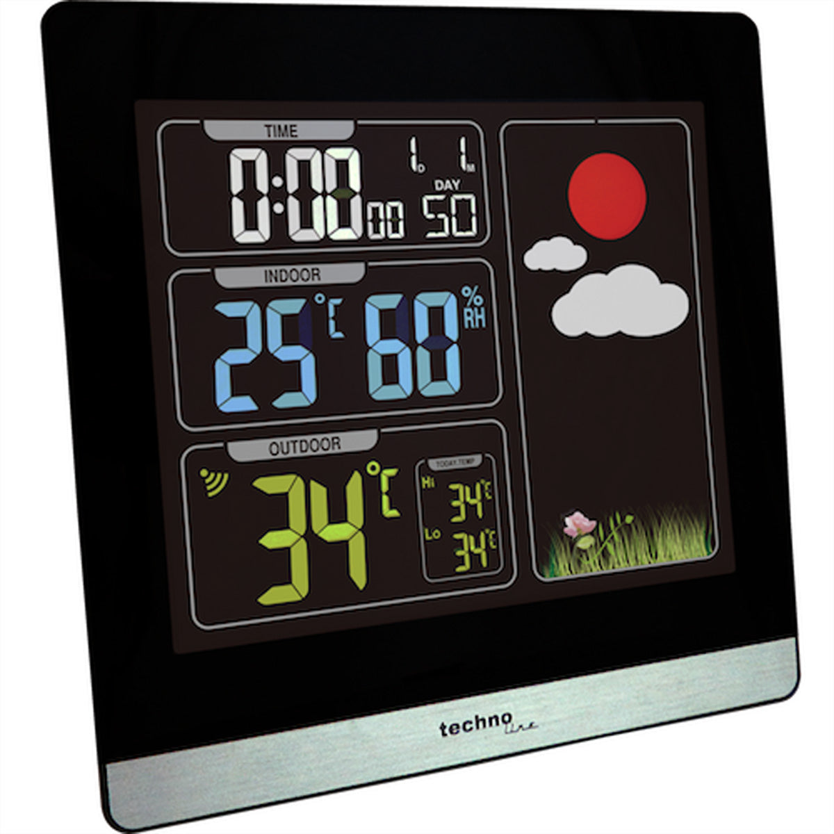 Technoline WS 6448 – Wetterstation, innen/außen, Wetterbericht, Display – schwarz