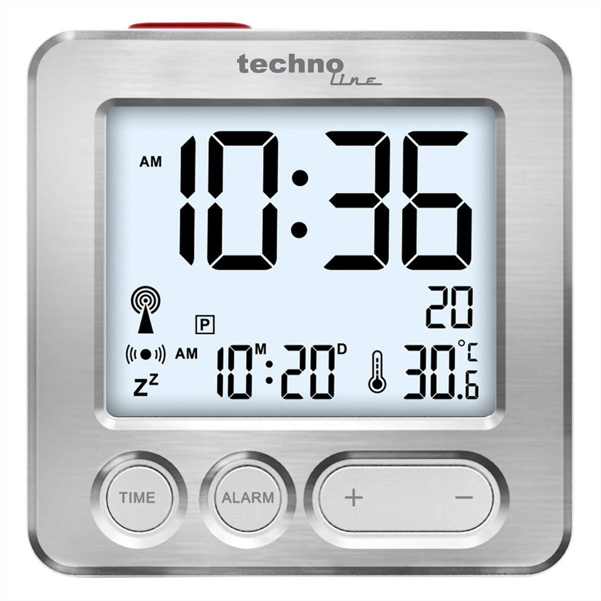 Technoline WT 265 Funkwecker – Analog, Thermometer, 6,6 × 6,6 × 2,1 cm, Silber, Kunststoff