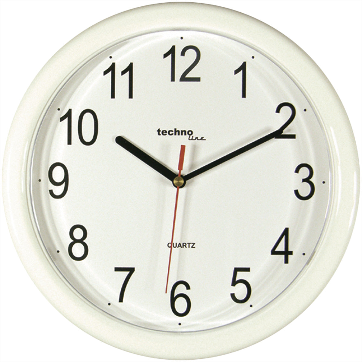Technoline WT 600 Wanduhr – Funk, analog, Ø 25,0 cm, weiss, Kunststoff