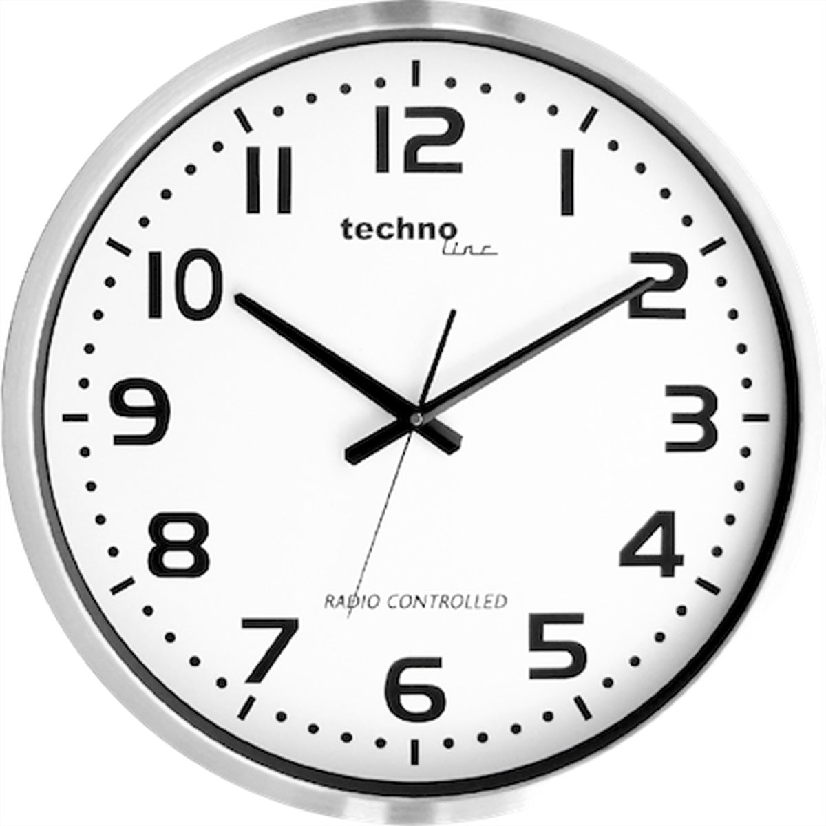 Technoline WT 8995 Wanduhr – Funk, analog, Ø 50 cm, Silber, Metall