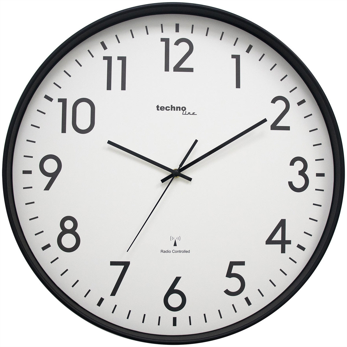 Technoline Wanduhr – Funk, analog, Ø 50,5 cm, schwarz, Kunststoff