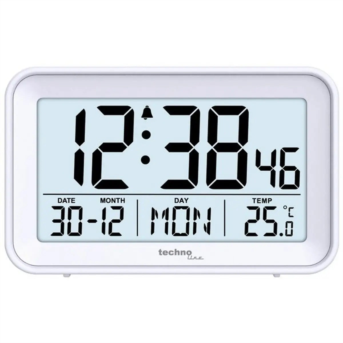 Technoline Digitalwecker – Snooze, Thermometer, 10,5 × 7 × 4,5 cm, Weiss