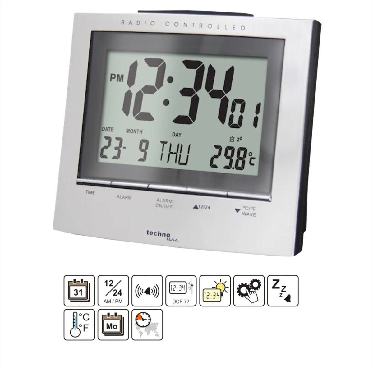 Technoline WT 380 – Wetterstation, Innen: Temperatur, Luftfeuchtigkeit & Luftdruck, Funkuhr, Eingebautes Display –