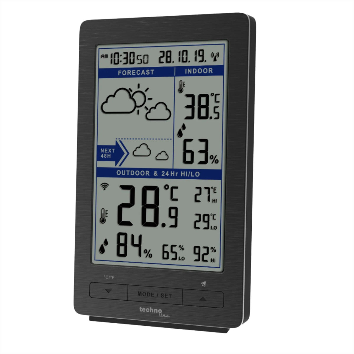 Technoline WS 9485 – Wetterstation, innen/aussen, Hygrometer & Barometer, inkl. Aussensensor