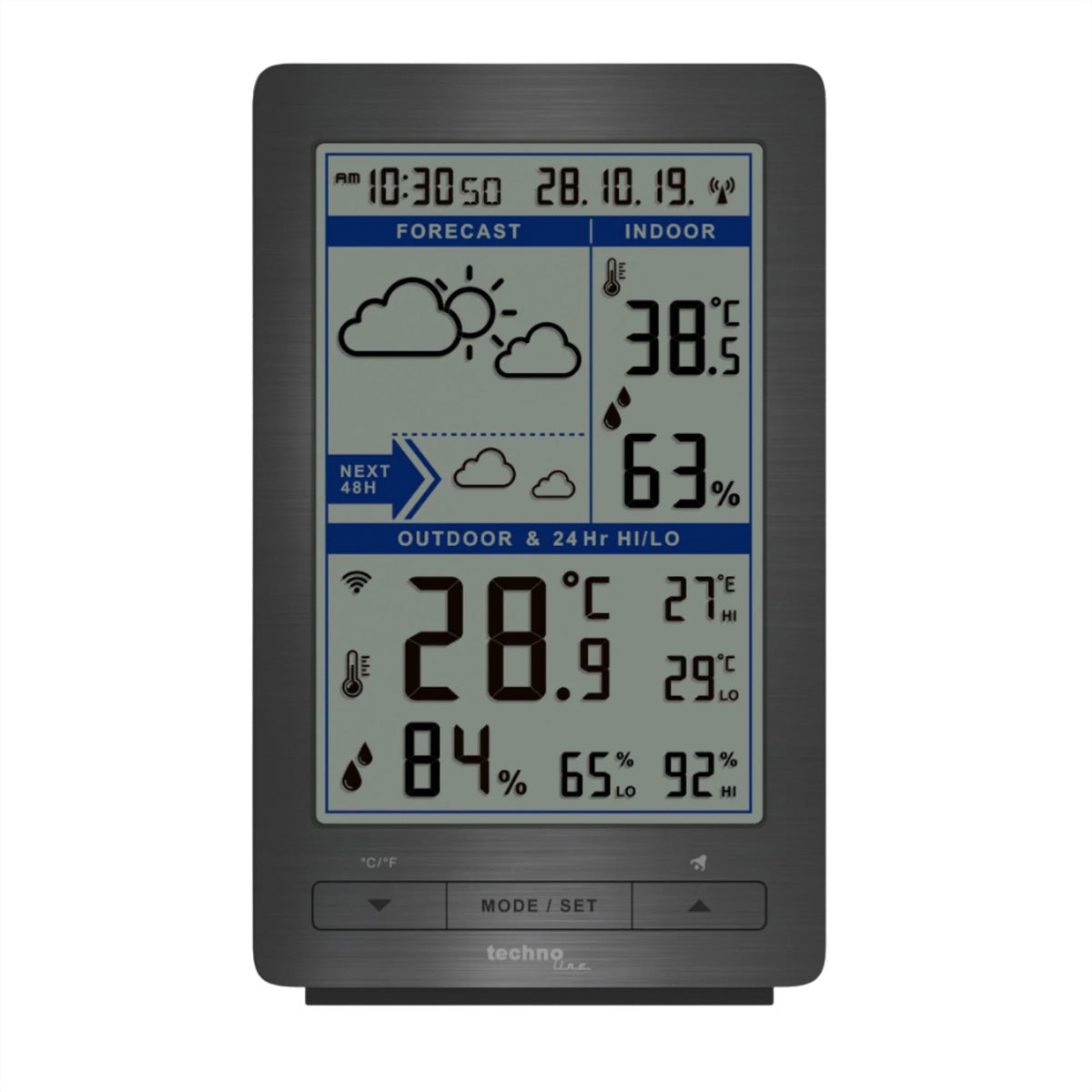 Technoline WS 9485 – Wetterstation, innen/aussen, Hygrometer & Barometer, inkl. Aussensensor