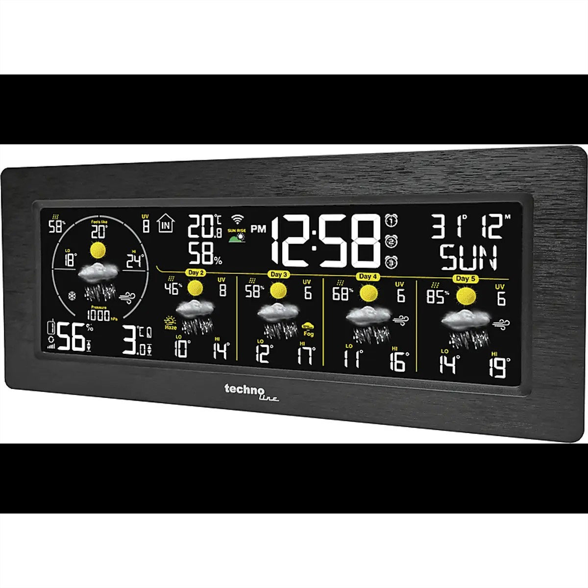 Technoline WD 3050 – Wetterstation, WLAN, innen/außen, Hygrometer & Barometer – schwarz