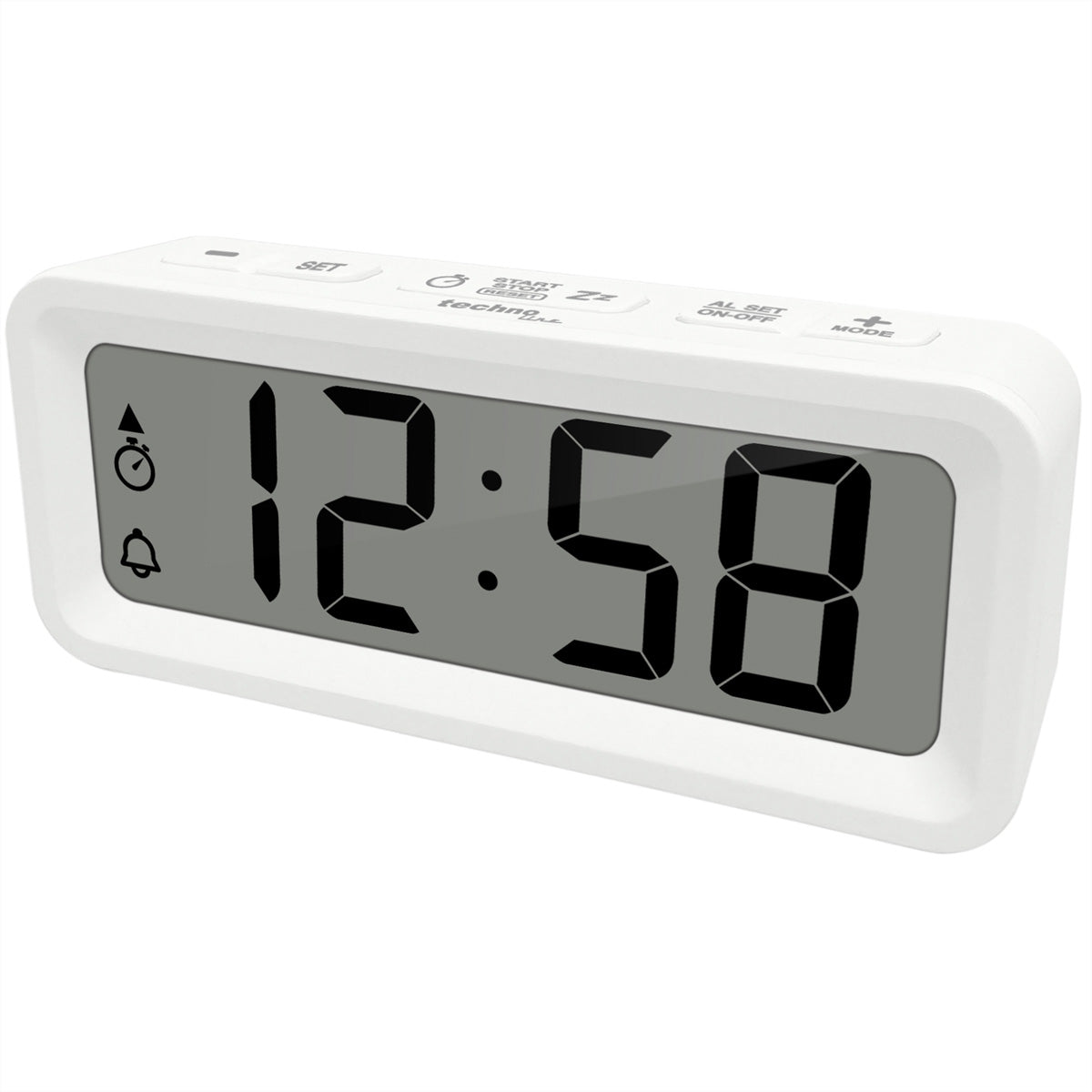 Technoline Digitalwecker – Schlummerfunktion, Thermometer/Hygrometer, 3,7 × 8,8 × 2,1 cm, Weiss