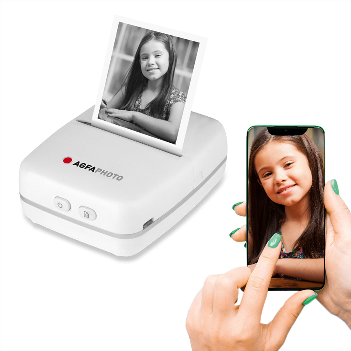 AgfaPhoto Realkids – Mobildrucker, USB (Micro-USB), Bluetooth, inkl. Akku