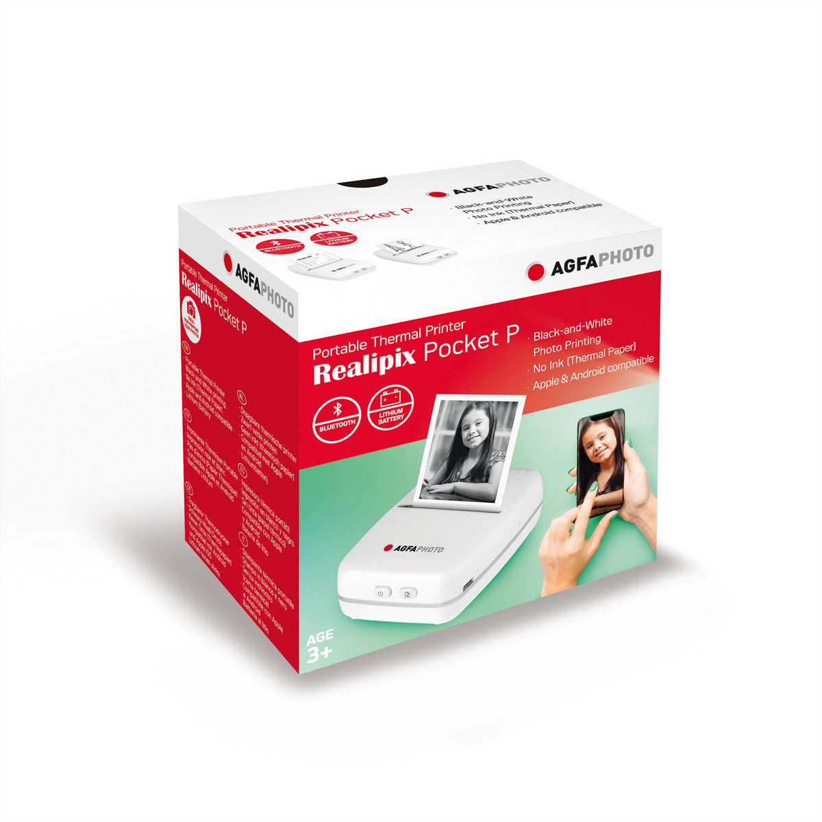 AgfaPhoto Realkids – Mobildrucker, USB (Micro-USB), Bluetooth, inkl. Akku