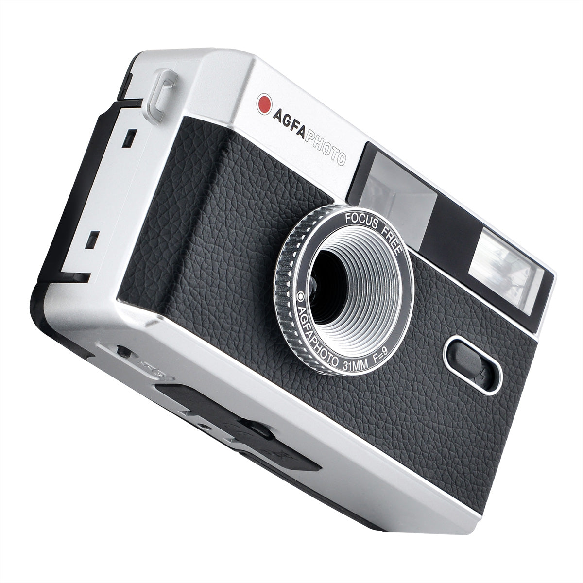 AgfaPhoto Analog Kamera 35mm – Kompakt-Filmkamera, 32 mm f/9, fokusfrei, eingebauter Blitz, schwarz