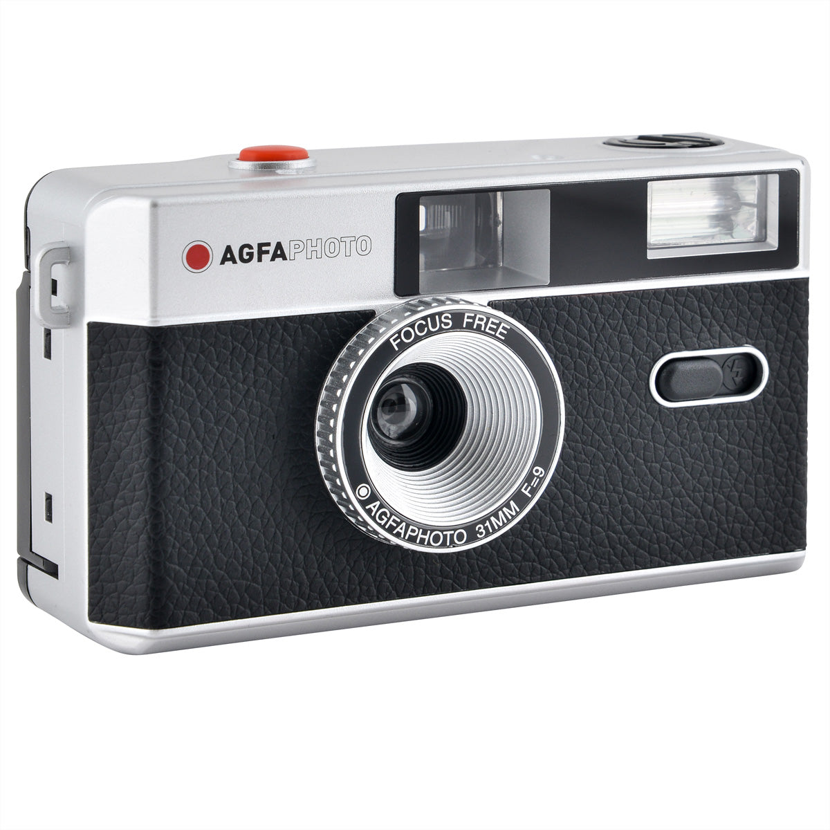 AgfaPhoto Analog Kamera 35mm – Kompakt-Filmkamera, 32 mm f/9, fokusfrei, eingebauter Blitz, schwarz