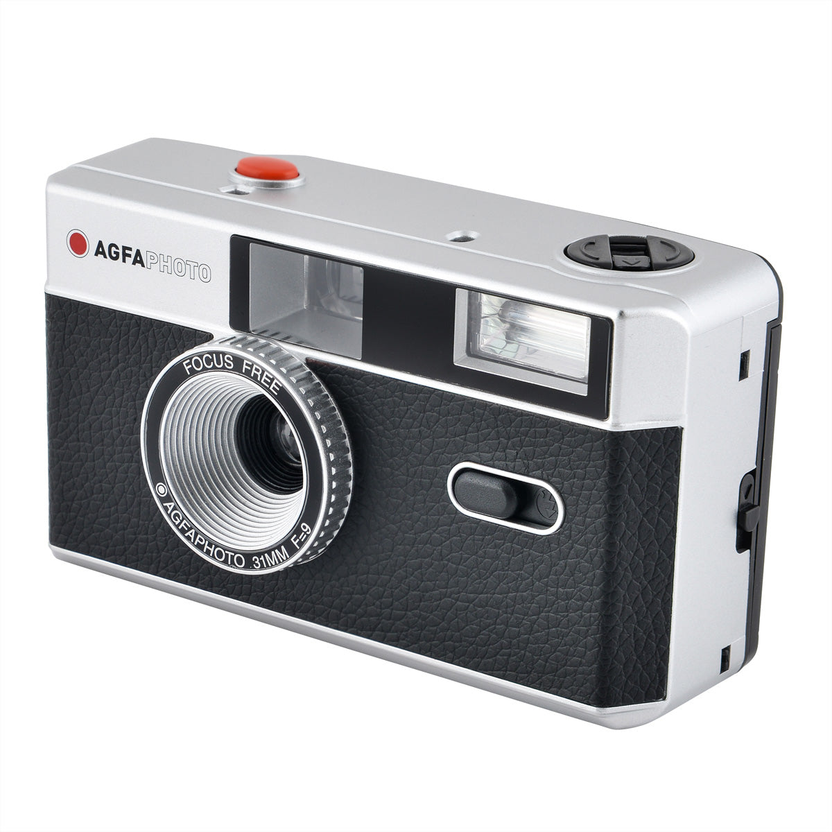 AgfaPhoto Analog Kamera 35mm – Kompakt-Filmkamera, 32 mm f/9, fokusfrei, eingebauter Blitz, schwarz