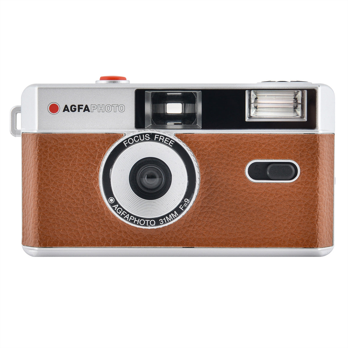 AgfaPhoto Analog Kamera 35mm – Kompakt-Filmkamera, 32 mm, f/9, fokusfrei, braun