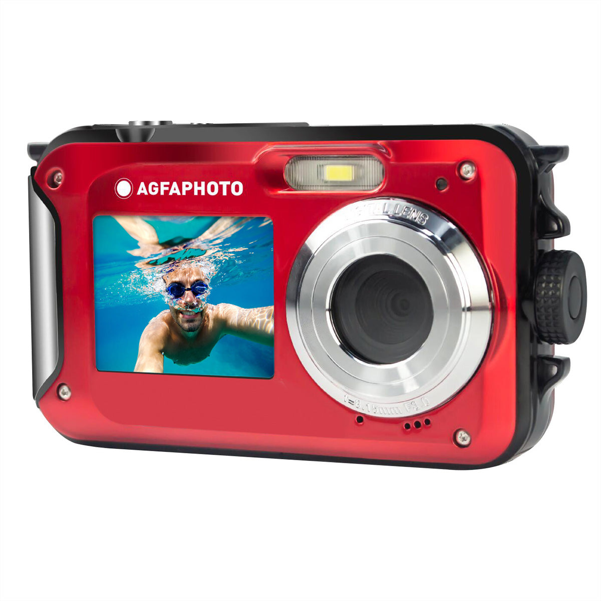 AgfaPhoto Realishot WP8000 – Unterwasserkamera, wasserdicht bis 3 m, 24 MP, 2K, Rot