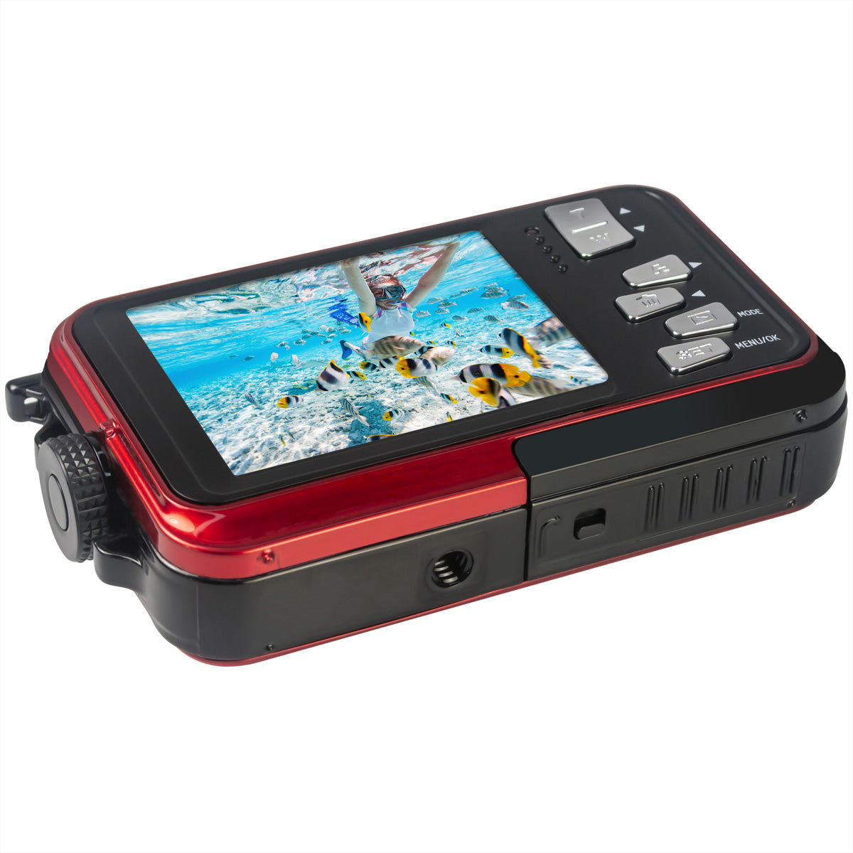 AgfaPhoto Realishot WP8000 – Unterwasserkamera, wasserdicht bis 3 m, 24 MP, 2K, Rot