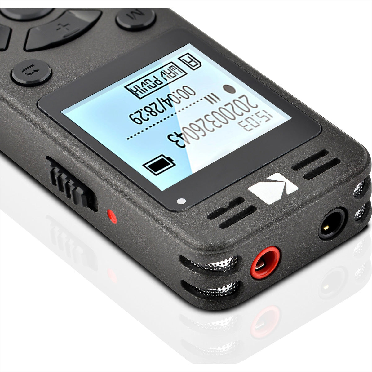 Kodak VRC350 – Digitales Diktiergerät, bis 581 h, 8 GB, USB & 3,5 mm, Schwarz