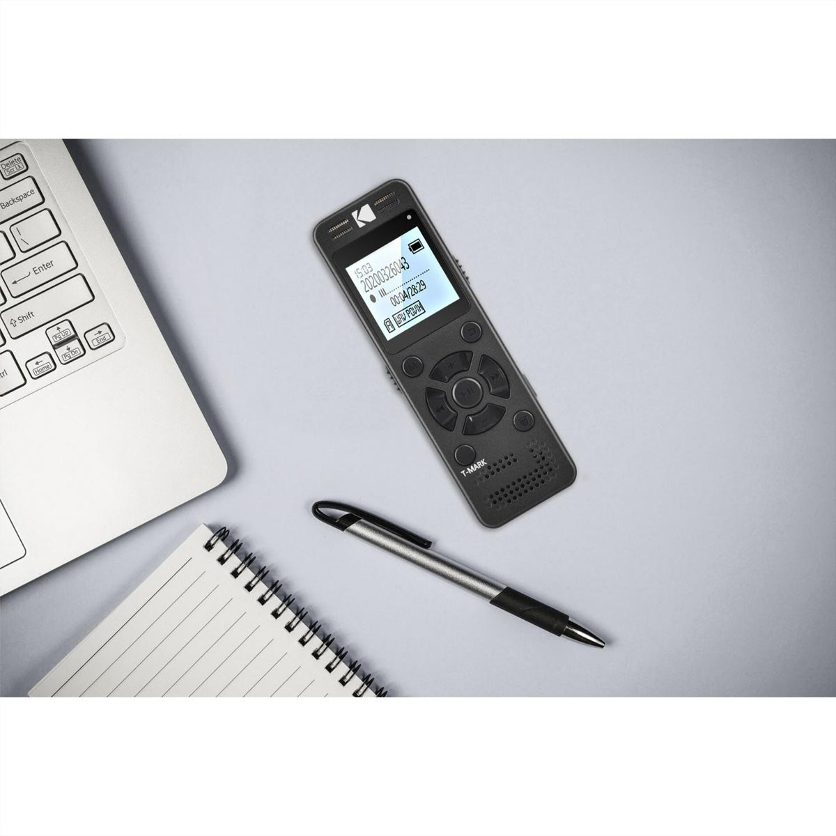 Kodak VRC350 – Digitales Diktiergerät, bis 581 h, 8 GB, USB & 3,5 mm, Schwarz
