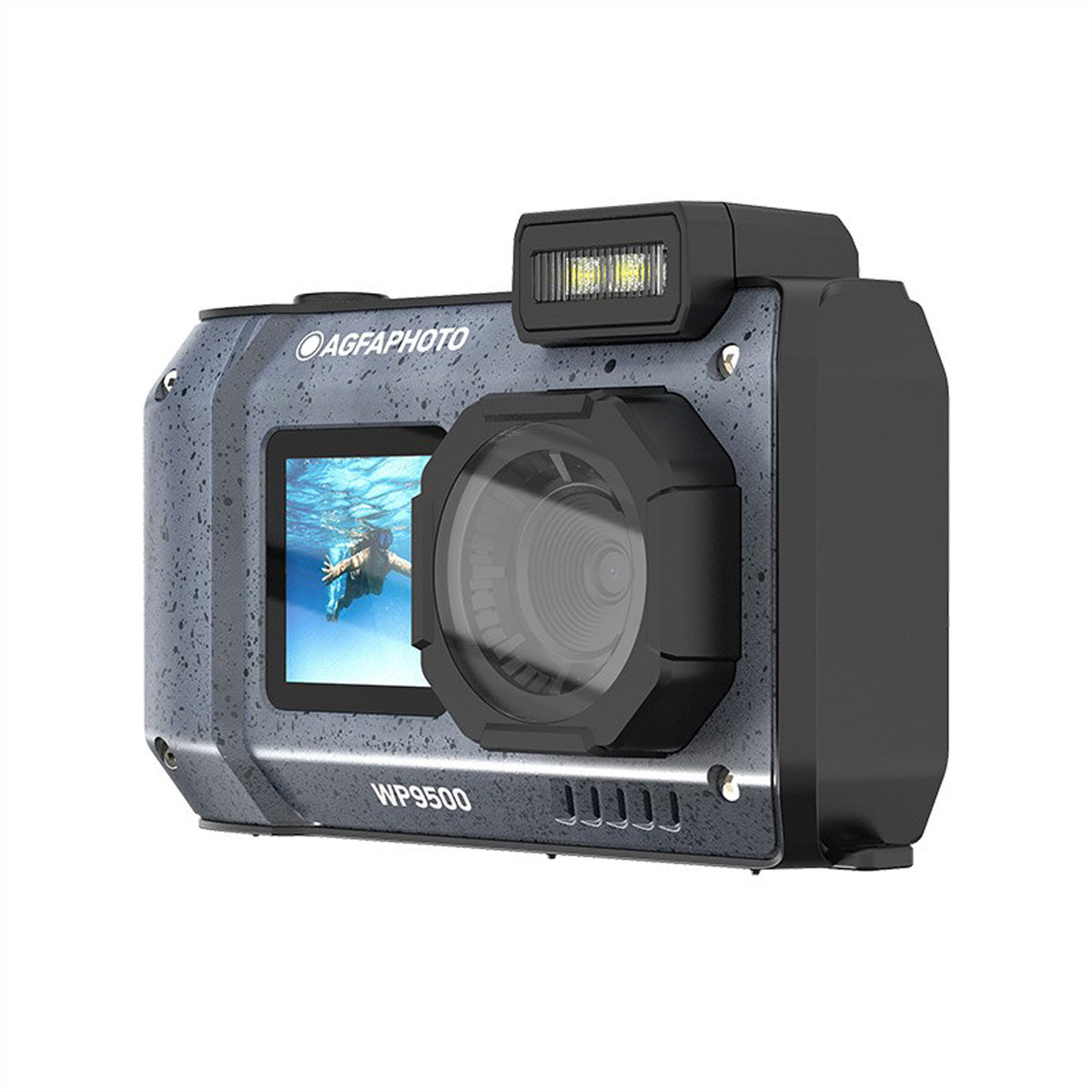 AgfaPhoto WP9500 – Unterwasserkamera, wasserdicht bis 3 m, 18× optischer Zoom, 24 MP, 4K, schwarz