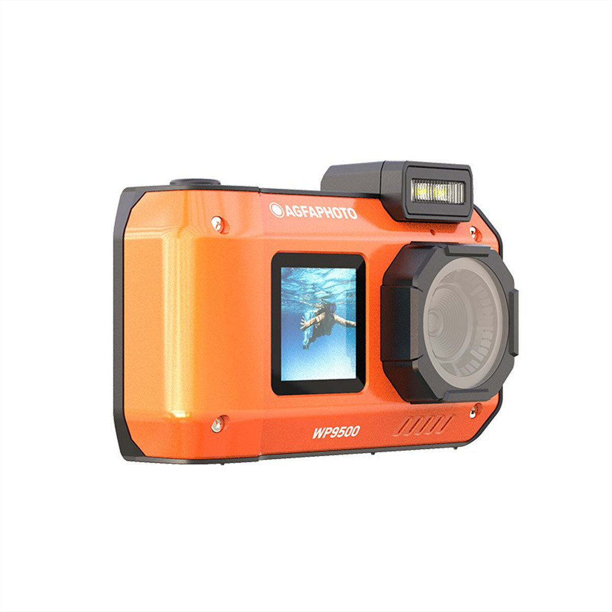 AgfaPhoto WP9500 – Unterwasserkamera, wasserdicht bis 3 m, 18×, 24 MP, 4K, Orange