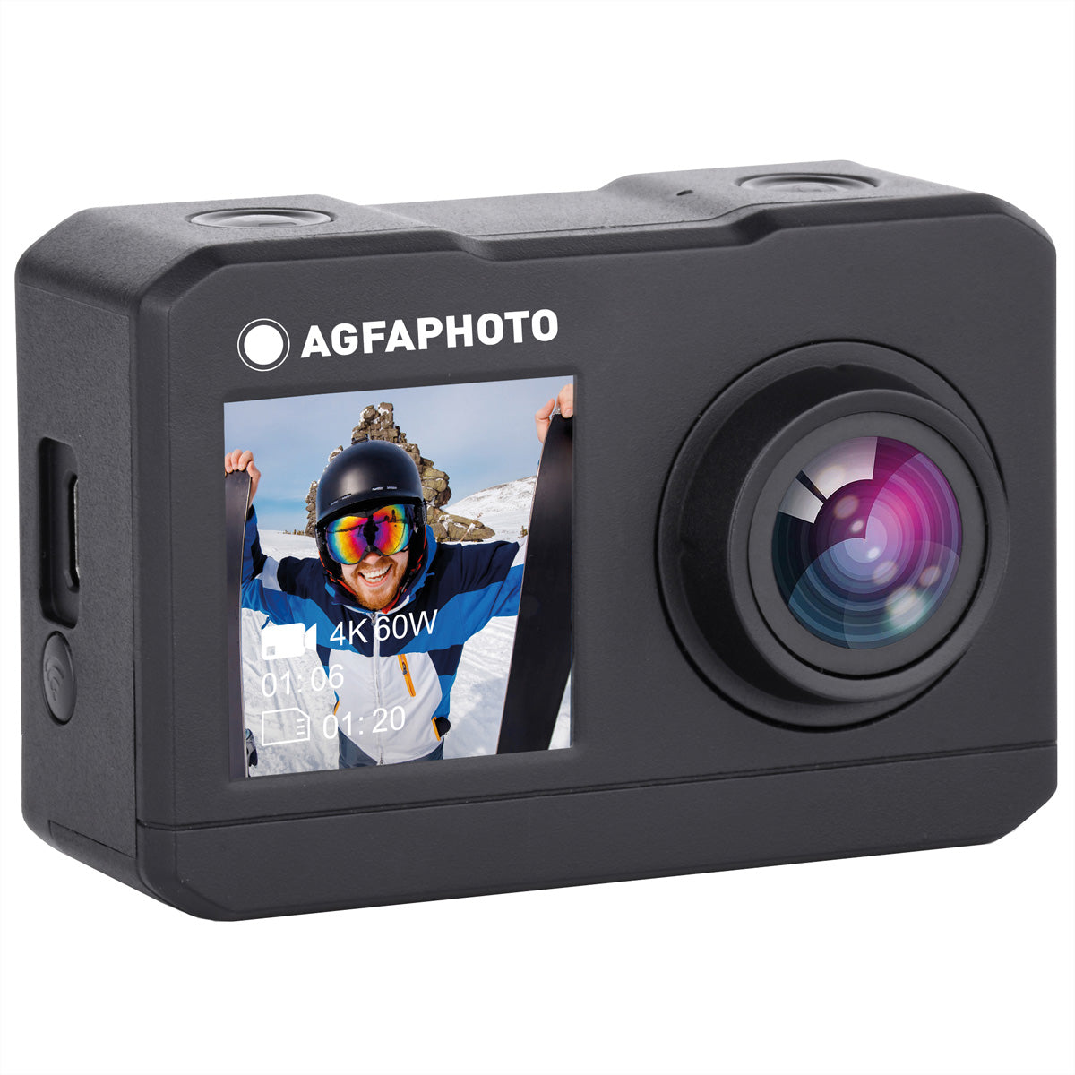 AgfaPhoto AC7000 – Unterwasserkamera, wasserdicht bis 30 m, 16 MP, 2,7K, schwarz