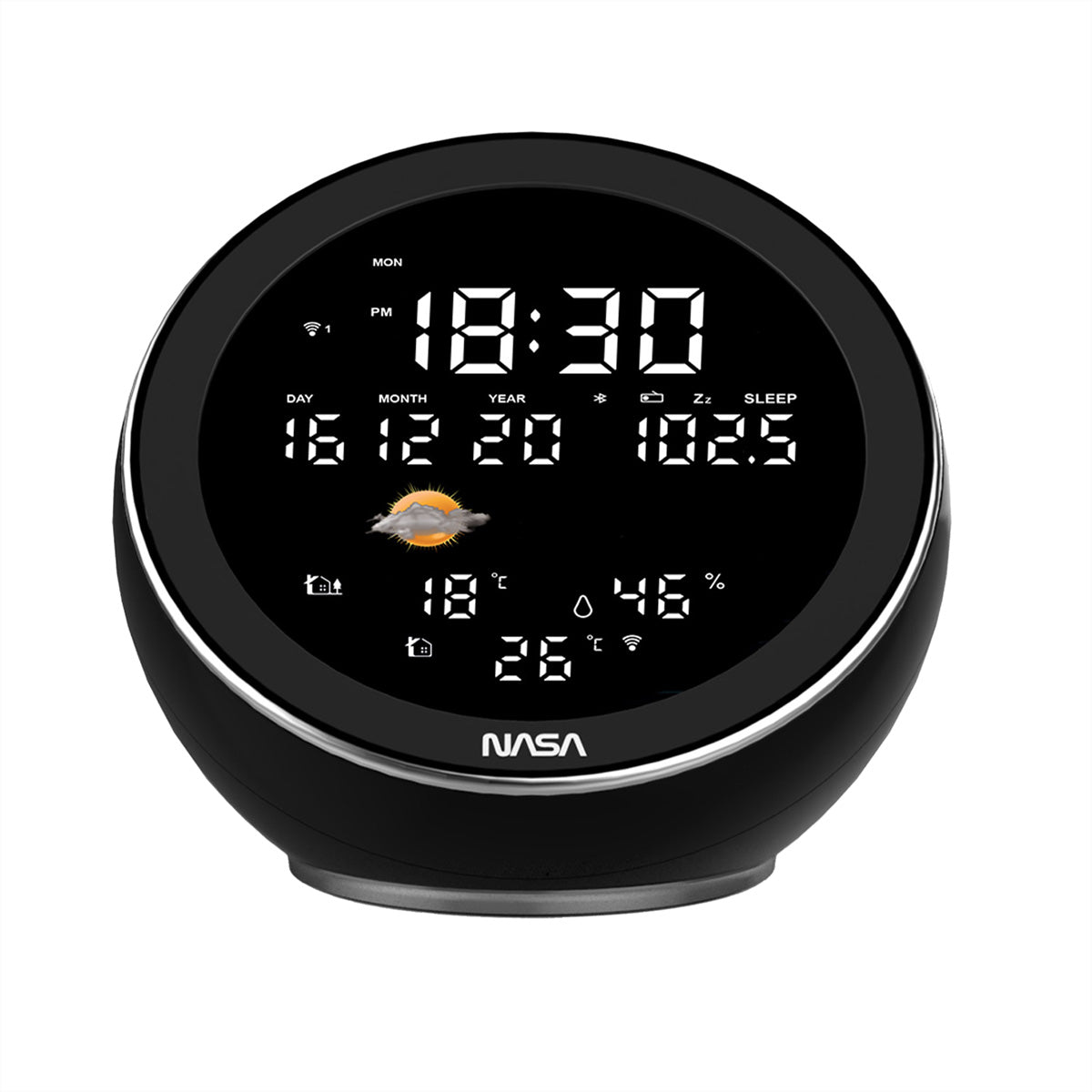 Nasa WSP1500 – Wetterstation, Bluetooth, innen/aussen, Hygrometer, inkl. Aussensensor – schwarz