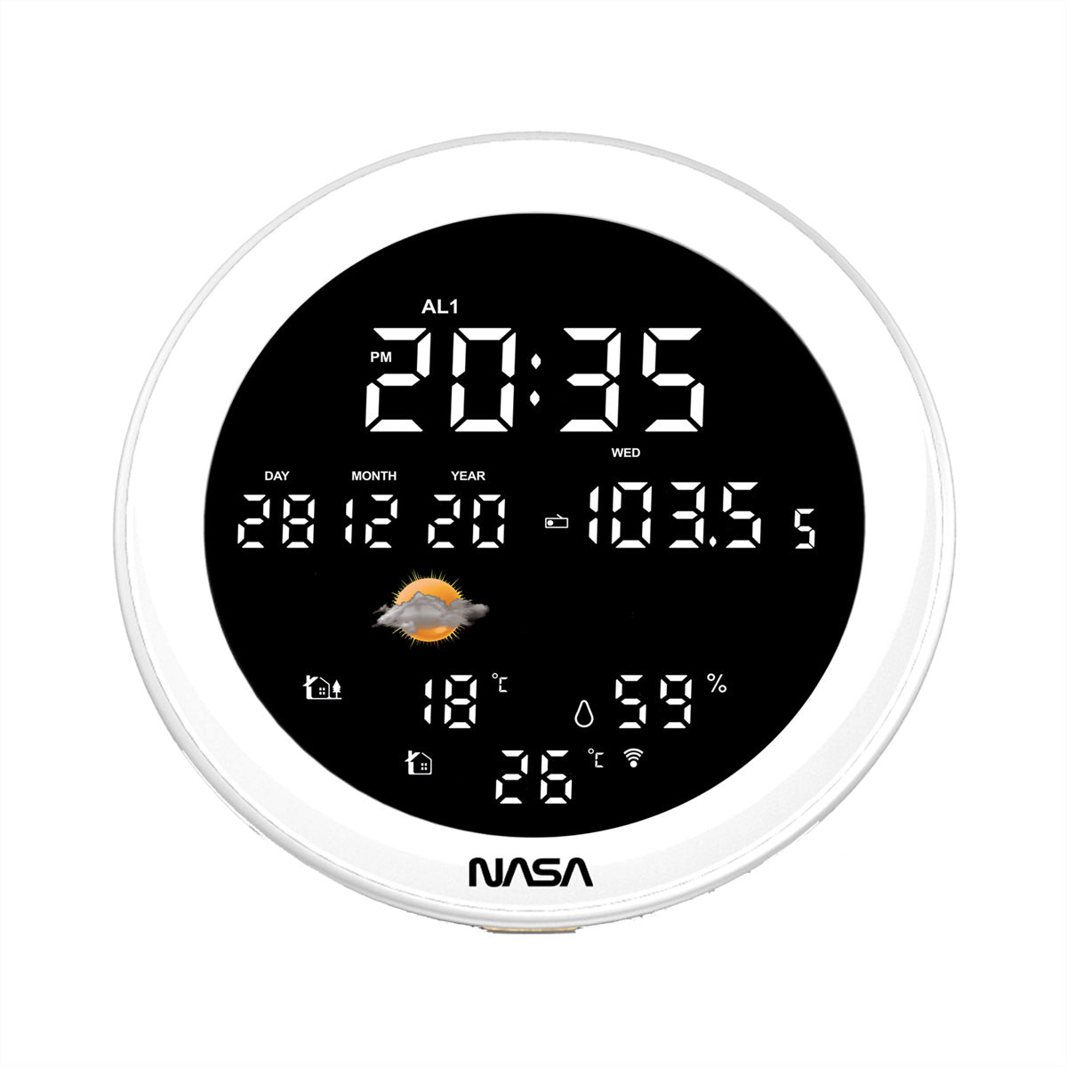 Nasa WSP1700WD – Wetterstation, Bluetooth, innen/aussen, inkl. Aussensensor – Holzfarben