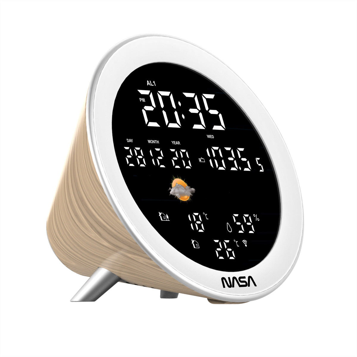 Nasa WSP1700WD – Wetterstation, Bluetooth, innen/aussen, inkl. Aussensensor – Holzfarben