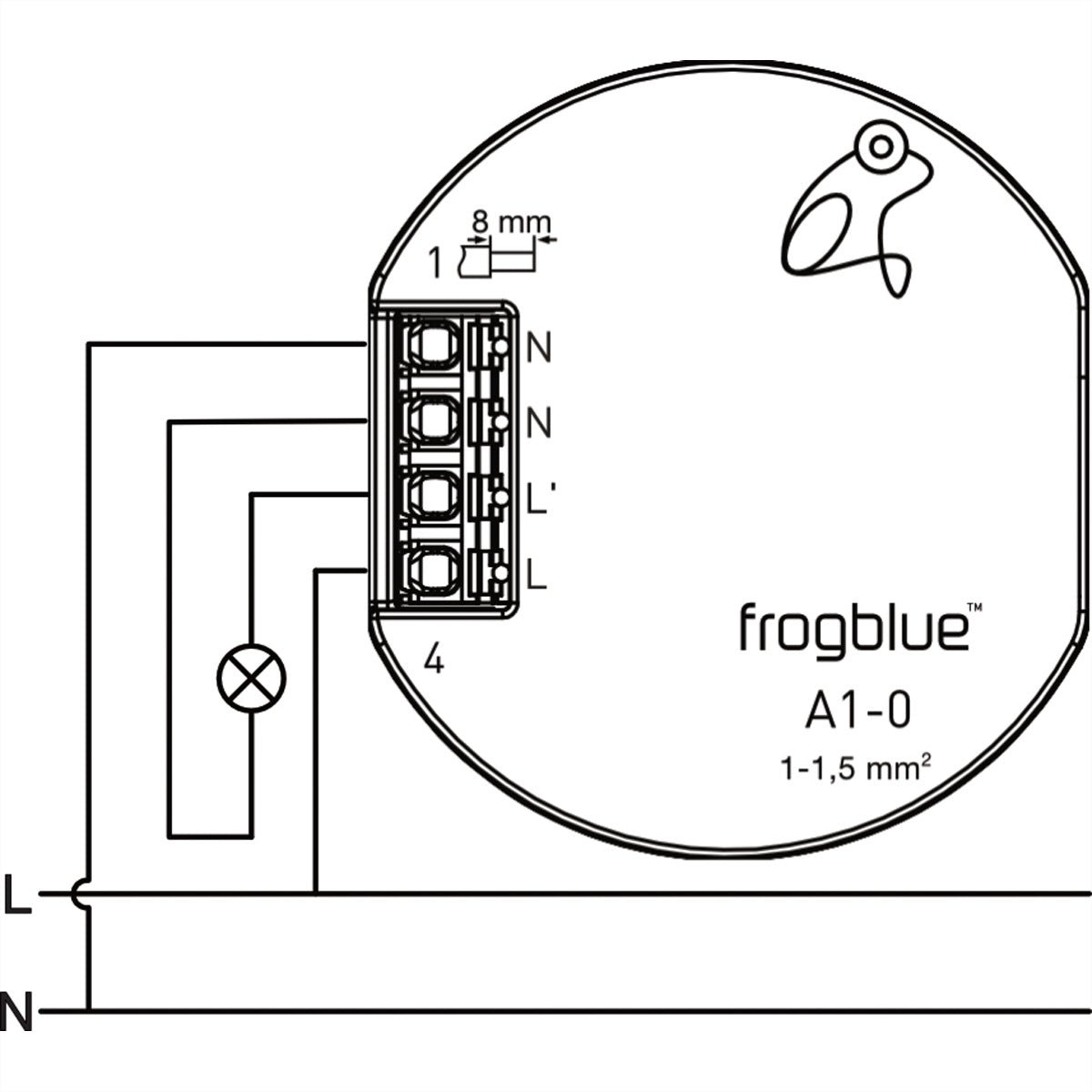 frogblue frogAct1-0 – Zubehör – 1-Kanal Aktor, 400 W, Bluetooth – für frogblue-System
