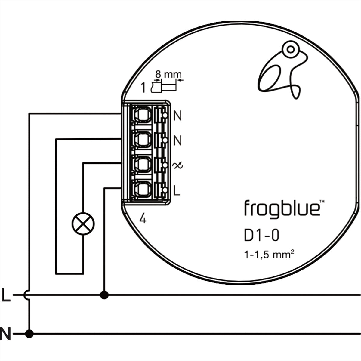 frogblue frogDim1-0 – Dimmaktor – 1 Kanal, 300 W, Bluetooth – für frogblue Bluetooth Mesh