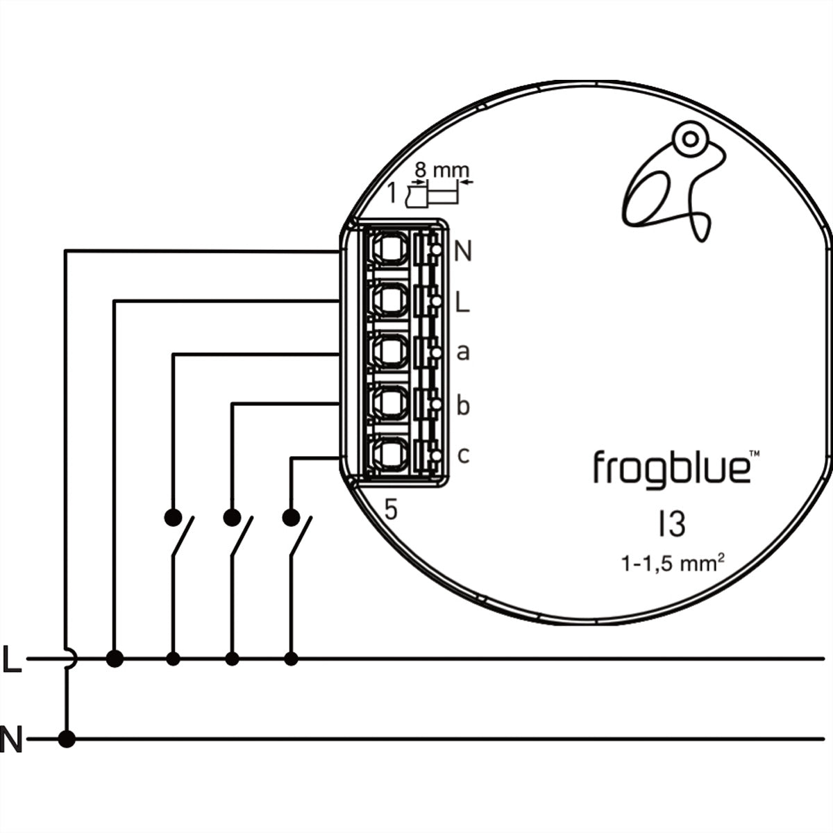 frogblue frogIn3-AC – Zubehör – 3-Kanal, AC 110–240 V, Bluetooth – für frogblue