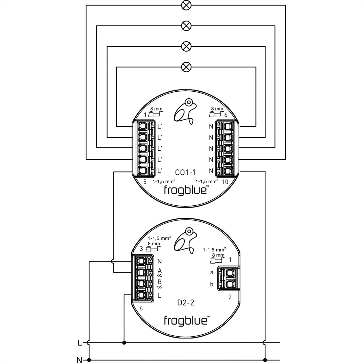 frogblue frogConnect1-1 – Zubehör – Entstörmodul (Ableitung von Leckstrom) – für frogblue Dimmer