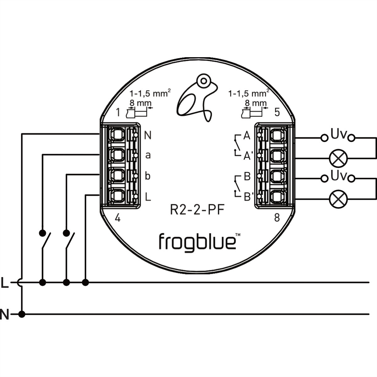 frogblue frogRelay2 frogRelay2-2-PF – Zubehör – 2 Kanäle, Bluetooth, 6 A – für frogblue