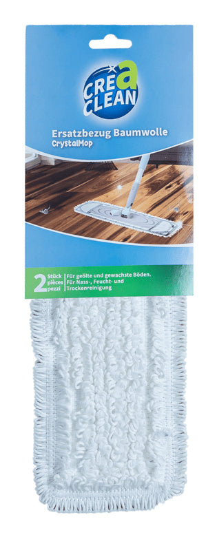 CREaCLEAN Wischbezug CrystalMop – 2 Stk. – Baumwolle – 47,0 × 14,0 cm
