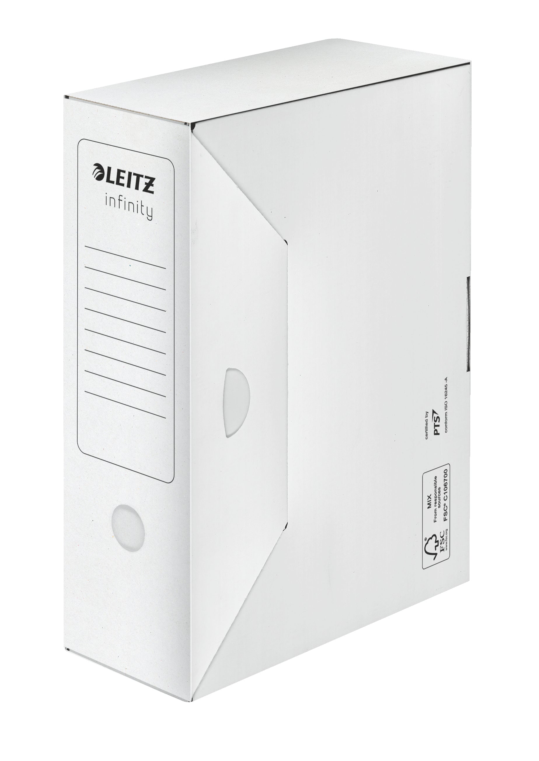 Leitz Archivschachtel – für A4, B 100 × H 255 × T 330 mm, mit Verschlusslasche, säurefrei, weiss, Karton