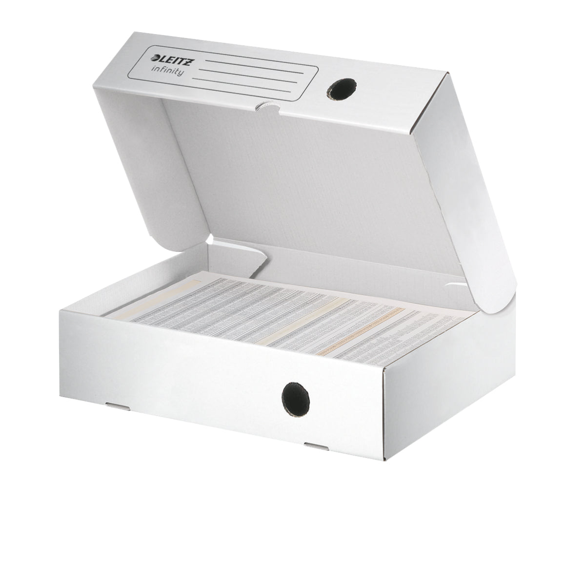 Leitz Infinity Archivschachtel – für A4, B 255 × H 80 × T 330 mm, weiss, Karton