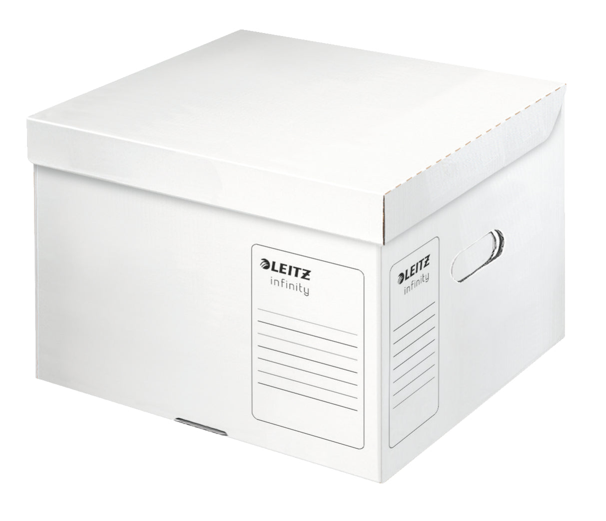 Leitz Infinity Archivschachtel – für A4, B 350 × H 265 × T 320 mm, mit Deckel, weiss, Karton