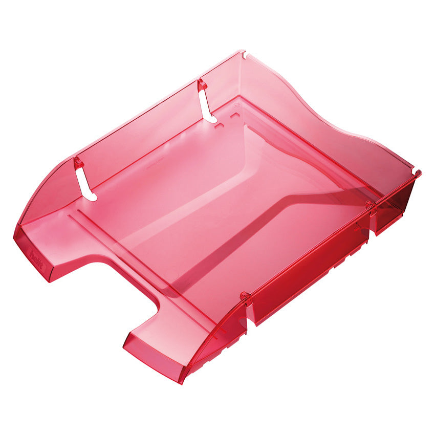 Helit Briefkorb – mit Beschriftungsfeld, glänzend, rot transparent, B 275 × H 66 × T 355 mm