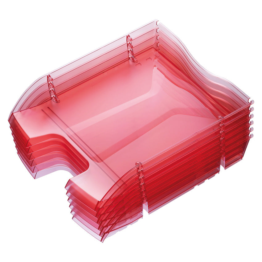 Helit Briefkorb – mit Beschriftungsfeld, glänzend, rot transparent, B 275 × H 66 × T 355 mm