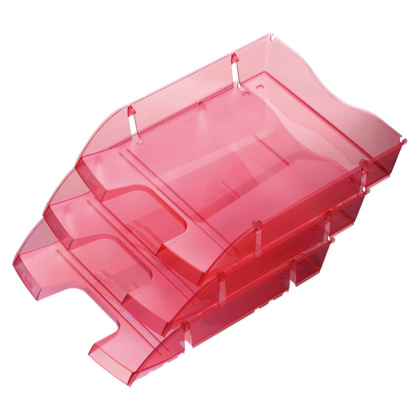 Helit Briefkorb – mit Beschriftungsfeld, glänzend, rot transparent, B 275 × H 66 × T 355 mm