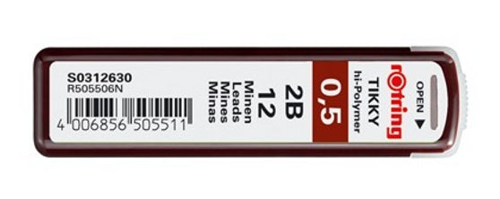 Rotring S0312630 Zirkelminen – 0,5 mm, 12er-Pack, Härte 2B